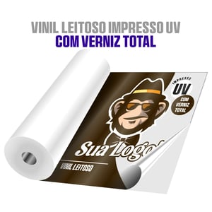 Adesivo vinil leitoso impresso UV com verniz total • Vinil leitoso adesivo • Metro² personalizado • Impressão digital UV  • Material com verniz total 