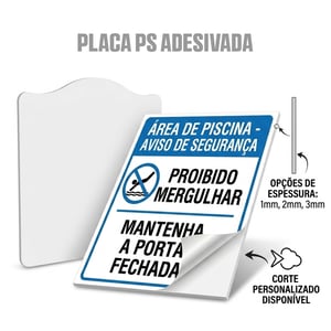 Placa PS adesivada em vinil impresso • Vinil adesivo aplicado • Metro² personalizado • Impressão digital padrão • Material Sem verniz  
