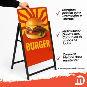 Cavalete de Ferro Dupla Face Mídia Removível 60x90cm