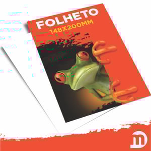Folheto em Couché Brilho 115g 14,8X20CM / 4X0 Couchê Brilho 115g 148x200mm 4x0 (Colorido Frente)  Corte Reto 