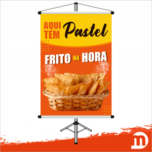 Banner Comercial PASTEL Lona Brilho 440gr 70x100cm 4x0  Refile + bastão de madeira + ponteiras + cordão Arte Final Pronta