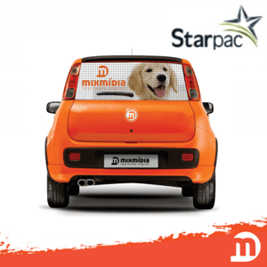 Adesivo Perfurado Starpac Premium Impresso Vinil Monomerico Calandrado Premium  4x0 Branco 0,14mm Liner Duplo 150g Cola Preta Removível