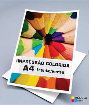 Impressão Colorida A4 frente / verso (R$ 3,26 p/100 un. - sulfite75)  21x29,7 cm 4x4 Impressão a LASER  