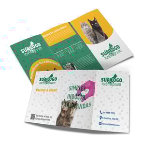 FOLDER Papel Couchê Brilhante 115g 300x150mm 4x4 Impressão colorida frente e verso Sem verniz Corte reto, retangular, 2 dobras 