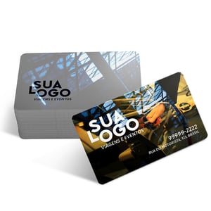 CARTÃO DE VISITA PVC 50MM Pvc cristal digital 50mm 91x53 mm 4x1 Cor Verniz UV Total Frente Corte reto 