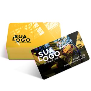 CARTÃO DE VISITA PVC 50MM Pvc cristal digital 50mm 91x53 mm 4x4 Cor Verniz UV Total Frente Corte reto 