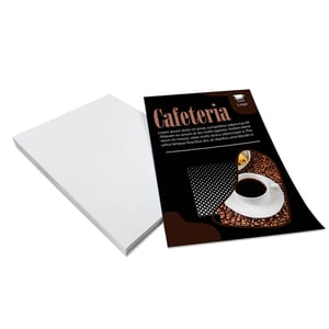 PANFLETOS Couchê brilho 115g 150x200mm 4x0 Cor Sem verniz Corte reto 