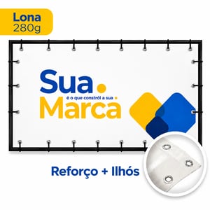 LONA 280G + BAINHA E ILHÓS Lona 280g  4x0 Brilho Bainha e Ilhós Ilhoses aplicados de 20 em 20cm