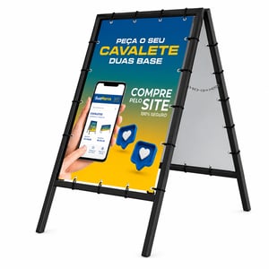 Cavalete em Metalon Metalon dupla face - 15x15mm 80x100cm 4x4 Lona impressa com proteção UV, 4x0 cor Lona 73x83, Ilhós 20 20cm 
