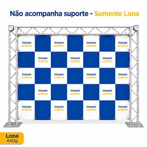BACKDROP 440G COM BAINHA DE ILHÓS Lona 440g Metro Quadrado 4x0 Brilho ou Fosco Bainha e ilhós acabamento de 20 em 20cm 