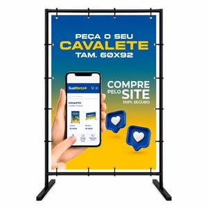 Cavalete em Metalon Metalon 15x15mm 60x90cm 4x4 Lona impressa com proteção UV, 4x0 cor Lona 52x72, Ilhós 20 20cm 