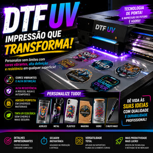 DTF UV - 59cm metro linear  59cmx100cm 6x0 Branco + Color + Verniz metro linear 