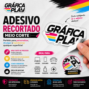 ADERSIVO RECORTADO VINIL 010 100X100 4X0 Impressão Solvente MEIO CORTE 