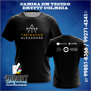 Camiseta Personalizada Dryfit Comeia Tecido Dry 4x1 em estampa  DTF Textil ou Silk  