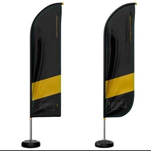 WIND BANNER GRANDE MONTADO MICROFRIBRA 200X75CM 4X4  BASE PLÁSTICA +  HASTE E FIBRA TECIDO (COMPLETO) 