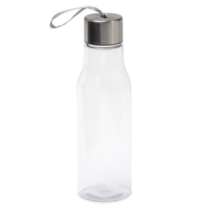Garrafa Plástica 600ml REF 18695 Garrafa plástica 600ml com tampa de alumínio e alça de nylon embutida. Altura :  23,2 cm  Largura :  6,8 cm  Circunferência :  21,5 cm  Tamanho total aproximado  (CxL):  Diâmetro (sem tampa) – 3,3 cm 4X0   