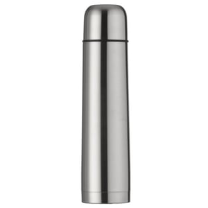 Garrafa Térmica Inox 1 litro - Ref. 4078 Garrafa térmica 1 Litro em inox com tampa rosqueável, tampa interna em plástico resistente (basta um clique para abrir ou fechar). Acompanha capa protetora de couro sintético com alça em nylon e detalhe vermelho. Altura:328mm Largura: 81mm   Medidas aproximadas para gravação (CxD): 24,5 cm x 8 cm   Tamanho total aproximado (CxD): 32,8 cm x 8,1 cm GRAVAÇÃO  LASER   