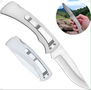 Canivete Inox de Bolso Retrátil com Presilha e Trava  tamanho 18cm IMPRESSÃO LASER   
