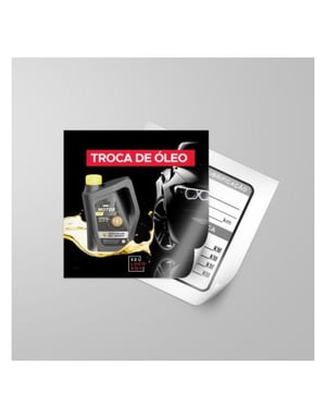 Adesivo Troca de Óleo Vinil Branco 5x8cm 4x0 Brilho  