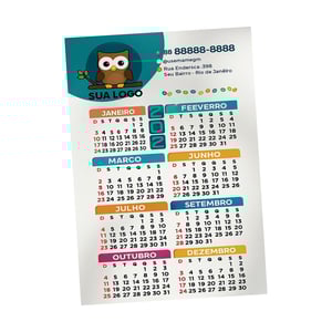 Calendário de Parede Couche brilho 250g 196x270mm 4x0, Colorido  Corte reto, Furo 4mm 