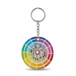 Chaveiro Círculo Cromático Tradicional Personalizado Plástico Polaseal + Papel foto 5cm frente e verso  Artesanal 