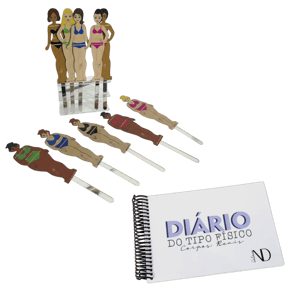 Kit Corpos Reais + Diário do Tipo Físico Plástico Polaseal + Papel fotográfico + haste e base de acrílico  frente  Artesanal 