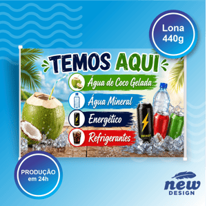 Faixa Promocional 1,00x1,50mt Lona 440g 100x150cm   Bastão nas lateriais e Ilhós 