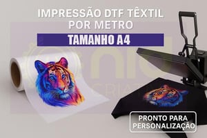 Impressão DTF Têxtil – A4 (21,0 X 29,7cm) Pronto para prensar Film Pet 21,0 X 29,7cm Colorido Tinta Têxtil Corte Reto 