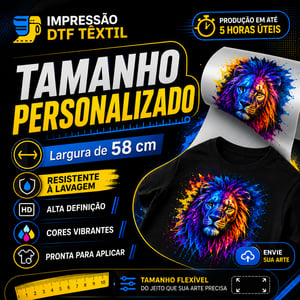 Impressão DTF Têxtil  TAMANHO PERSONALIZADO Film Pet Personalizado Colorido Tinta Têxtil Corte Reto 