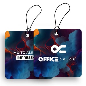 Etiqueta Tag Quadrada Couchê 250g 4,5cm  impressao digital - sem enobrecimento corte circular - com furo superior 