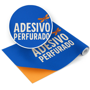Adesivo Perfurado – Eco Solvente Adesivo Perfurado – Vinil branco com cola acrílica permanente M² 4x0 – frente colorida,digital eco solvente de alta definição Sem Revestimento Escolha o Acabamento Disponível com verniz automotivo e máscara de aplicação