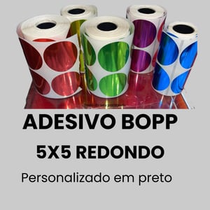 100 Etiqueta Adesiva BOPP Metalizado Personalizada 5x5cm