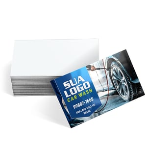 Cartão de visita Couchê 300g 9x5cm 4x0 Verniz Total Brilho Frente Corte Reto 