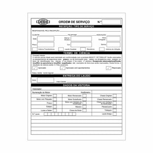 Bloco Ordem de Serviço Papel Off-Set 75g 21,5x27,5cm 1x0  Bloco Colado 