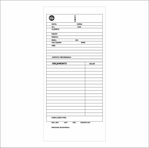 Ficha de Controle Papel tipo Cartolina 180gr. 8,5 x 20 cm.    
