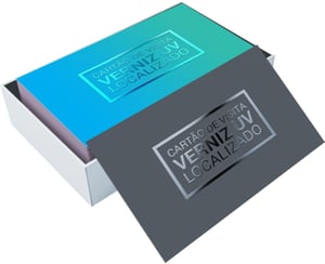 Cartão de visita Papel Couche 300g 9cmx5cm Colorido Frente/Verso Verniz Localizado Frente/ Verso  
