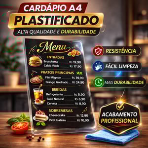 CARDÁPIO PLASTIFICADO