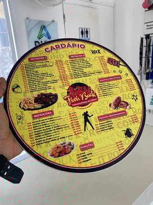 CARDÁPIO REDONDO PVC 2MM ADESIVADO