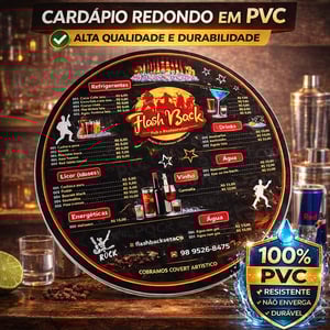 CARDÁPIO REDONDO PVC 2MM ADESIVADO  A4 - 21x29,7 cm    