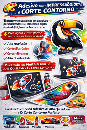 Adesivo corte contorno  (meio corte)