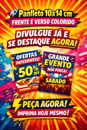 PANFLETO 10X14 Couchê 90g 10x14cm 4x4 Sem verniz Corte Reto 