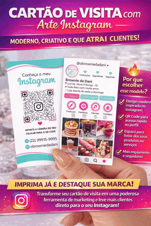 CARTÃO DE VISITA ( INSTAGRAN ) Couchê 250g 9x5cm 4x4 Verniz Total frente Corte Reto 