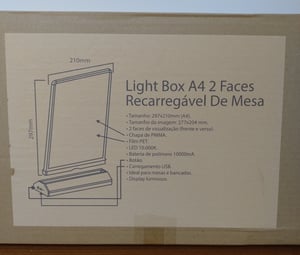 Display Luminoso porta imagem A4 frente e verso