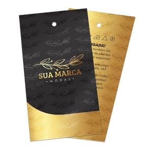 Tag Personalizada - Frente e Verso COUCHÊ BRILHO 250G 48x88mm 4X4 COLORIDO - FRENTE E VERSO Verniz total brilho frente CORTE RETO 