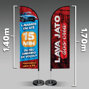 Wind Banner completo Tecido Oxford Total 1,70 de altura ( vela com 1,40 mts)  Com base e Haste  frente e verso
