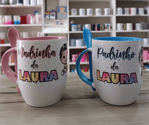 Caneca Colher conica Ceramica 320 ml 4 Cores Glitter  Sob encomenda