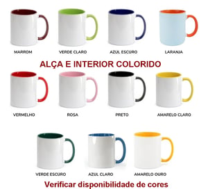 Caneca Personalizada Alça Color Cerâmica 95x206mm 4 Cores Sublimação  