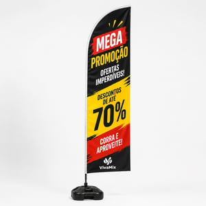 Wind Banner Personalizado 3m – Área Impressa 65x200cm