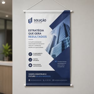 Banner Personalizado 60x90cm em Lona Lona Frontlight 440g de alta qualidade 60x90cm – Vertical ou Horizontal 4x0 – Impressão colorida em alta resolução, somente frente Sem revestimento Bastão Superior e Inferior com Cordinha e Ponteiras Brancas Banner 60x90cm pronto para pendurar