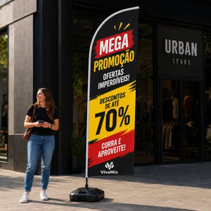 Wind Banner Personalizado 3m – Área Impressa 65x200cm